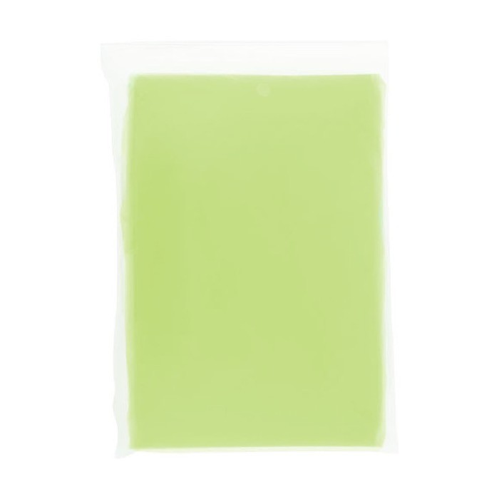 Poncho desechable de plástico reciclado con capucha talla única color verde lima segunda vista frontal Poncho desechable de plástico reciclado con capucha talla única color verde lima segunda vista frontal