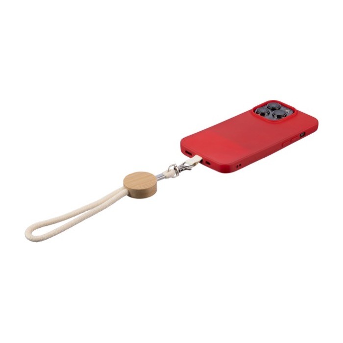 Pulsera y portaacreditaciones de cuerda de algodón y detalle en bambú color caqui tercera vista