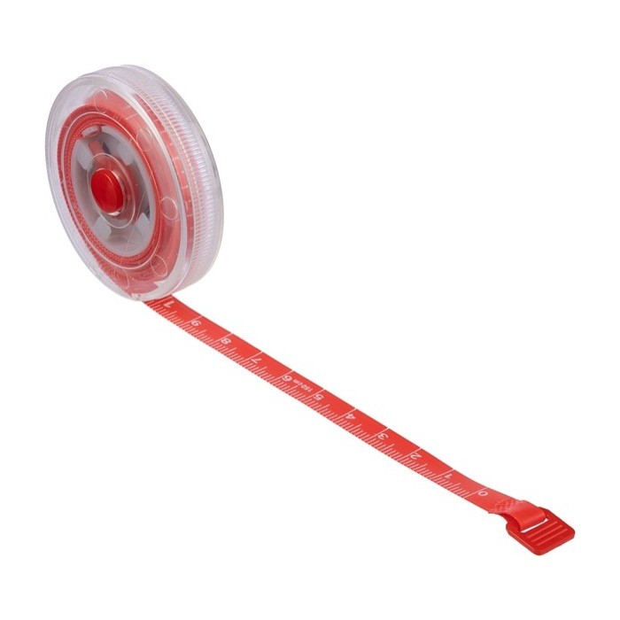 Cinta métrica retráctil con pulsador y mecanismo de bloqueo 1,5M color rojo quinta vista