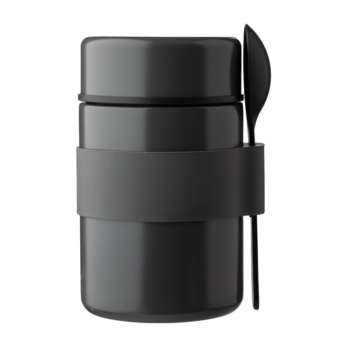 Fiambreras impresas térmicas de acero inoxidable con cuchara incluida color gris primera vista