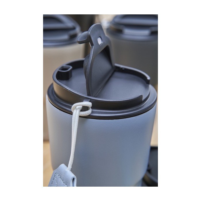 Vaso térmico impreso de acero inoxidable con correa a juego 320ml color azul claro tercera vista Vaso térmico impreso de acero inoxidable con correa a juego 320ml color azul claro tercera vista