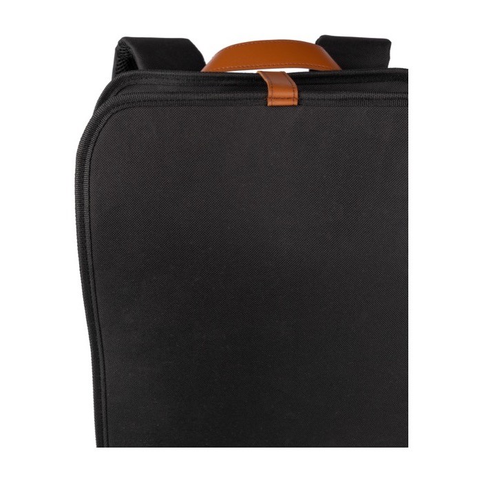 Mochila para portátil impermeable con asa y tira magnética de PU 15'' color negro cuarta vista Mochila para portátil impermeable con asa y tira magnética de PU 15'' color negro cuarta vista