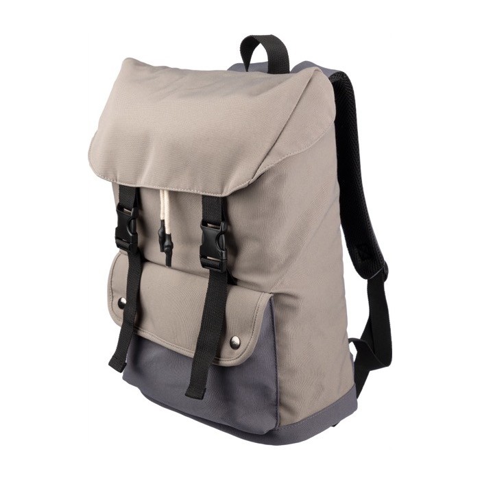 Mochila tricolor para portátil con cierre de hebilla y cordón 15'' color marrón grisáceo quinta vista Mochila tricolor para portátil con cierre de hebilla y cordón 15'' color marrón grisáceo quinta vista