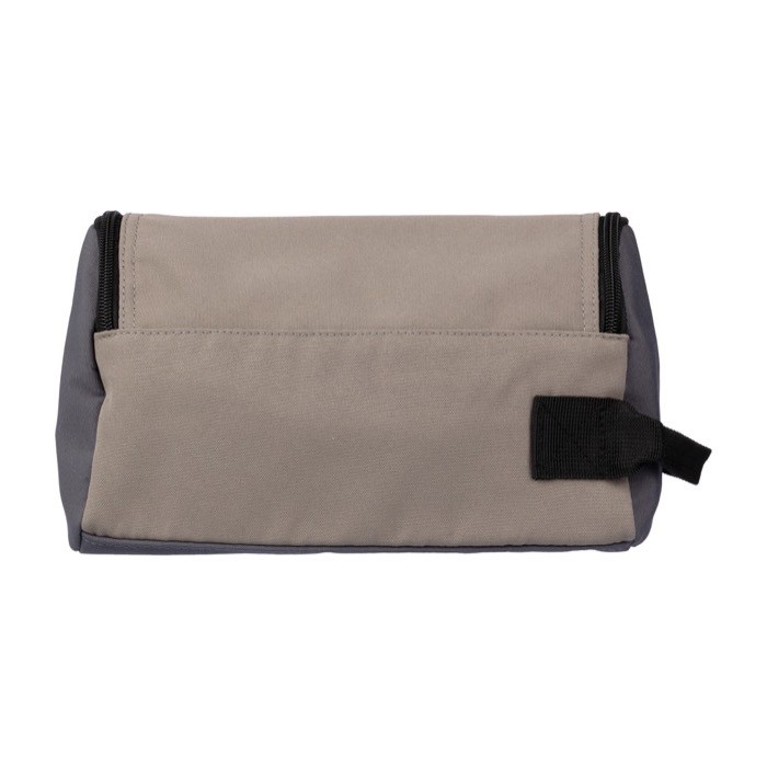 Neceser de viaje de poliéster de 1 compartimiento y asa lateral color marrón grisáceo segunda vista Neceser de viaje de poliéster de 1 compartimiento y asa lateral color marrón grisáceo segunda vista