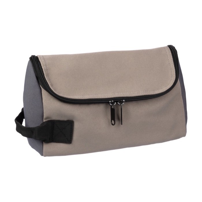 Neceser de viaje de poliéster de 1 compartimiento y asa lateral color marrón grisáceo sexta vista Neceser de viaje de poliéster de 1 compartimiento y asa lateral color marrón grisáceo sexta vista