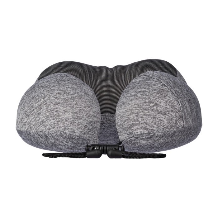 Almohada de viaje bicolor de espuma viscoelástica con funda color gris tercera vista