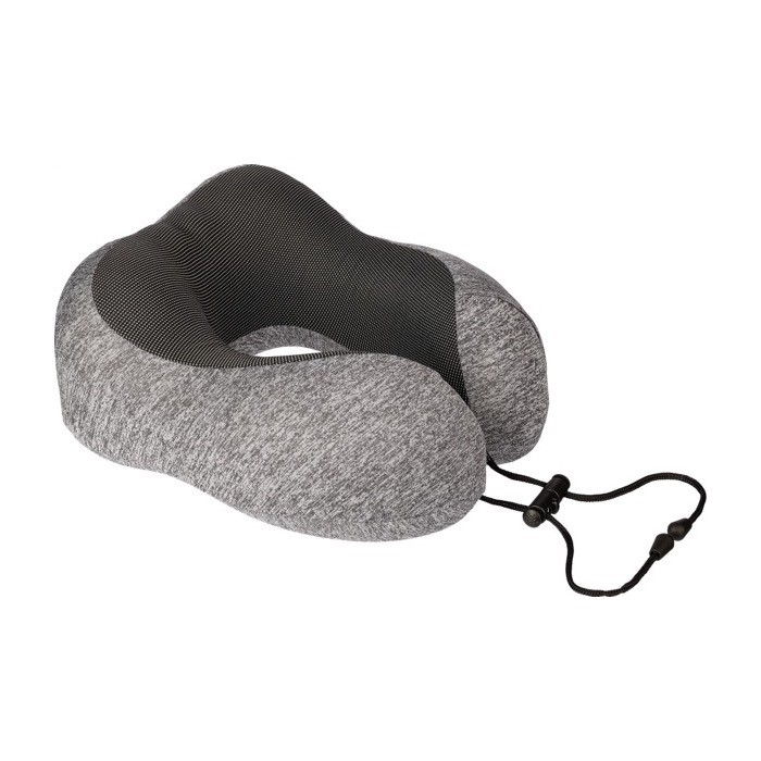 Almohada de viaje bicolor de espuma viscoelástica con funda color gris sexta vista