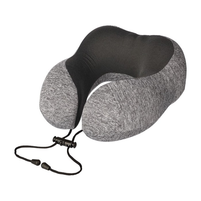 Almohada de viaje bicolor de espuma viscoelástica con funda color gris séptima vista
