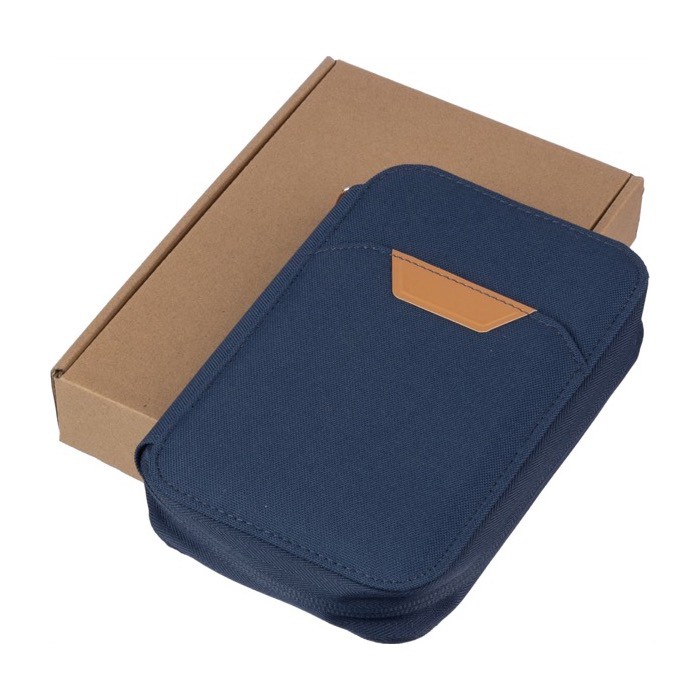 Bolsa de viaje de RPET con varios compartimientos para almacenar color azul séptima vista