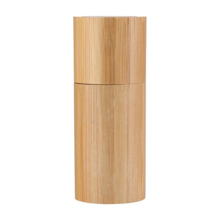 Molinillo hecho de bambú para especias con tapón a juego color marrón tercera vista Molinillo hecho de bambú para especias con tapón a juego color marrón tercera vista