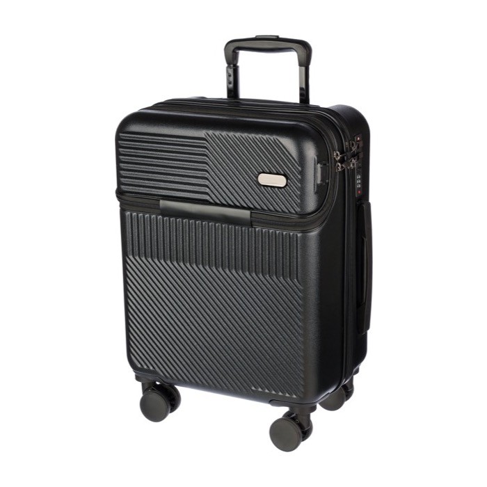 Trolley de ABS con bolsillo frontal para portátil y candado numérico color negro primera vista