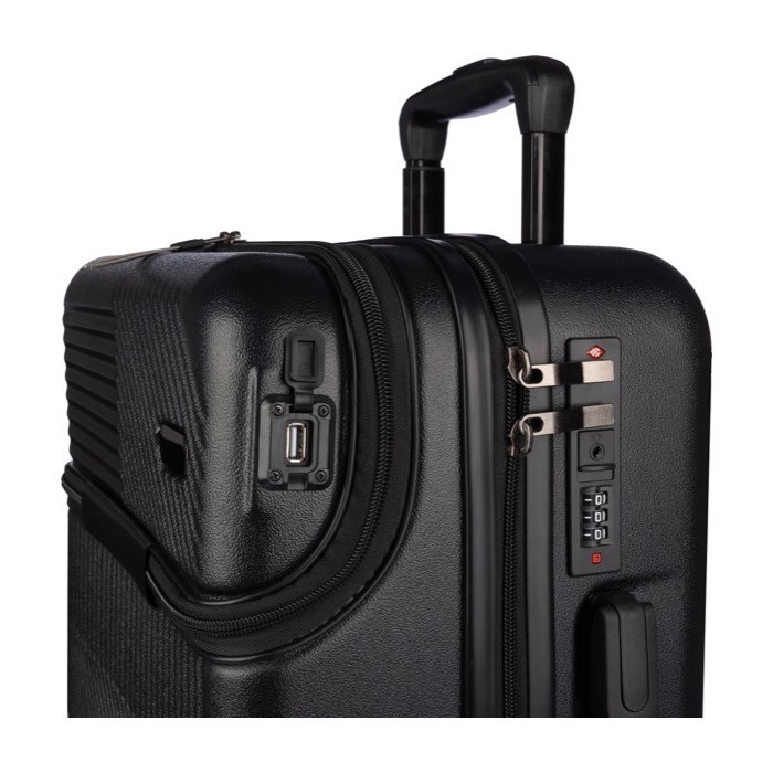 Trolley de ABS con bolsillo frontal para portátil y candado numérico color negro sexta vista
