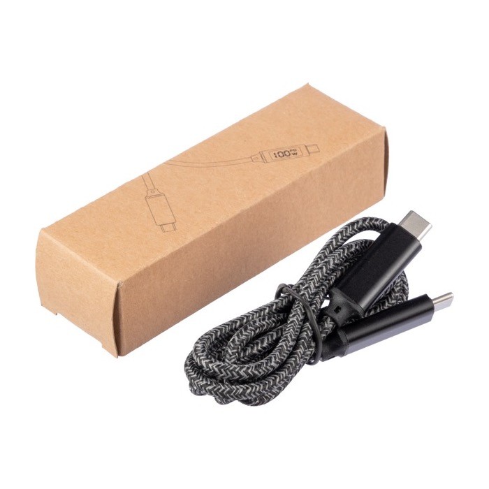 Cable de carga de nylon de 1 metro de largo con puertos USB-C 65 W color negro octava vista Cable de carga de nylon de 1 metro de largo con puertos USB-C 65 W color negro octava vista