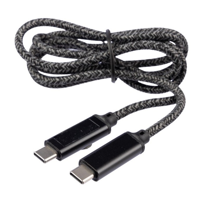 Cable de carga de nylon de 1 metro de largo con puertos USB-C 100 W color negro primera vista Cable de carga de nylon de 1 metro de largo con puertos USB-C 100 W color negro primera vista