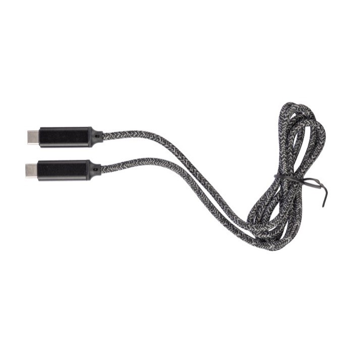 Cable de carga de nylon de 1 metro de largo con puertos USB-C 100 W color negro quinta vista Cable de carga de nylon de 1 metro de largo con puertos USB-C 100 W color negro quinta vista