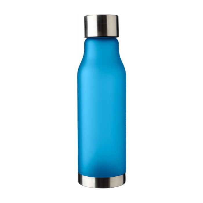 Botella de RPET aspecto glaseado con tapa y base de acero inox 600ml color azul ultramarino primera vista