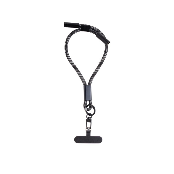 Lanyard de muñeca de PVC y nailon con carga rápida USB-C para móvil color blanco/negro Lanyard de muñeca de PVC y nailon con carga rápida USB-C para móvil color blanco/negro