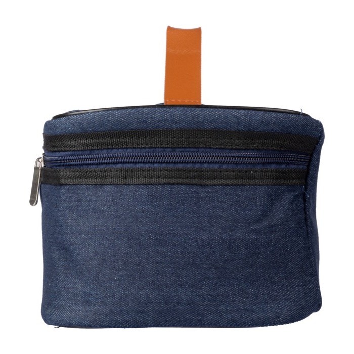 Bolsa nevera con interior de PEVA y exterior de tela vaquera color azul tercera vista
