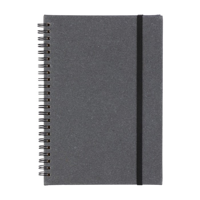 Libreta de piel reciclada con cierre elástico y hojas a rayas A5 color negro primera vista Libreta de piel reciclada con cierre elástico y hojas a rayas A5 color negro primera vista