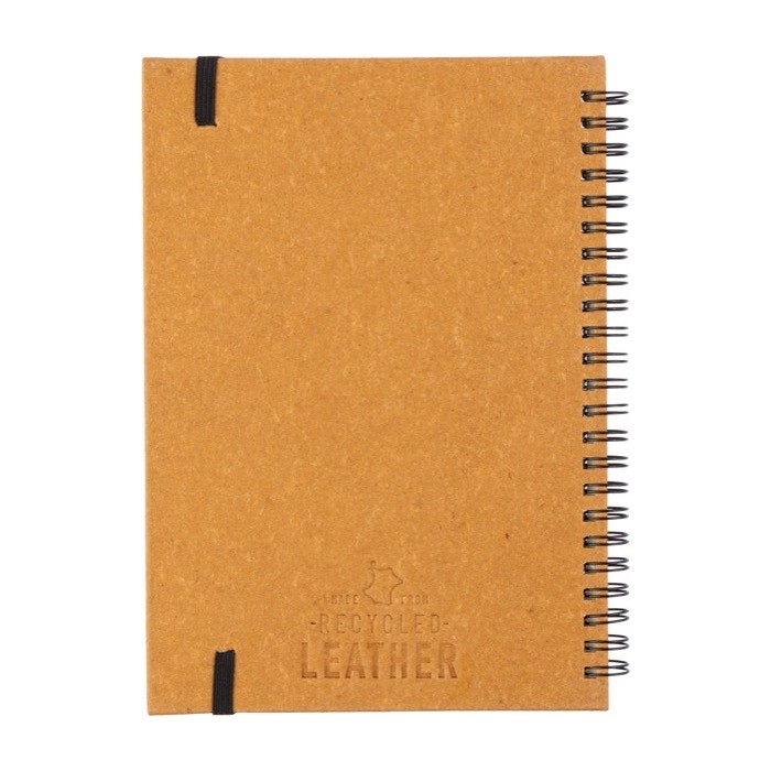 Libreta de piel reciclada con cierre elástico y hojas a rayas A5 color marrón segunda vista Libreta de piel reciclada con cierre elástico y hojas a rayas A5 color marrón segunda vista