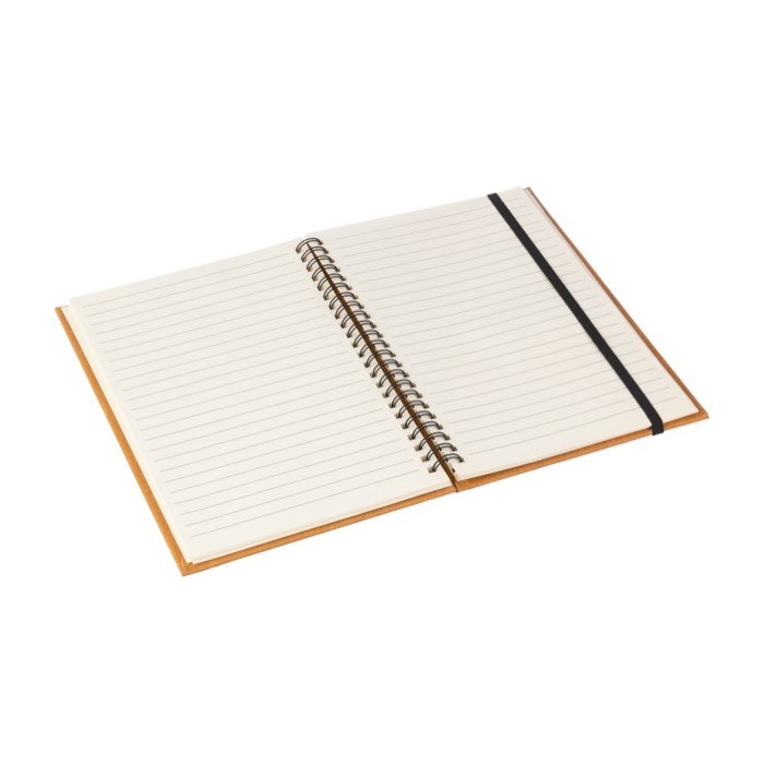 Libreta de piel reciclada con cierre elástico y hojas a rayas A5 color marrón quinta vista Libreta de piel reciclada con cierre elástico y hojas a rayas A5 color marrón quinta vista