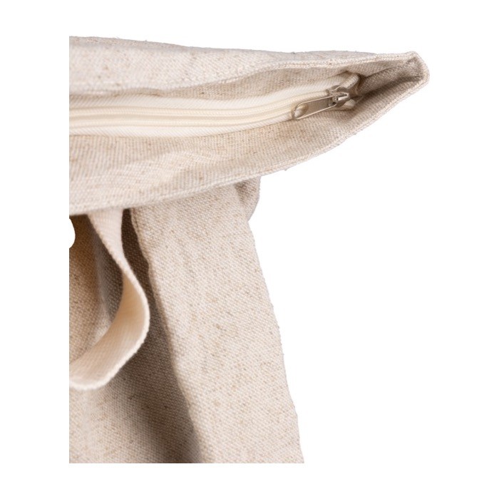 Mochila enrollable de cáñamo con pequeña cremallera frontal 280 g/m2 color caqui sexta vista