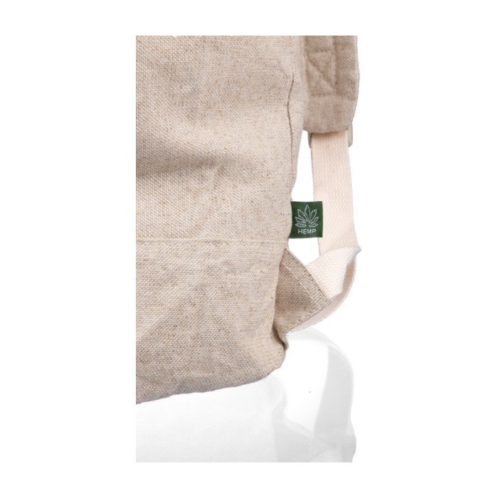 Mochila enrollable de cáñamo con pequeña cremallera frontal 280 g/m2 color caqui séptima vista