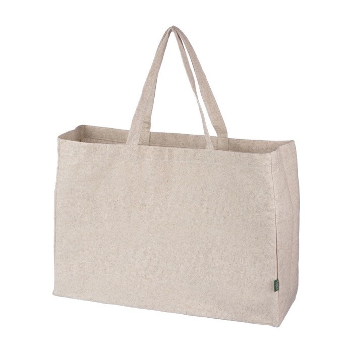 Bolsa hecha de cáñamo color natural con asas a juego 280 g/m2 color caqui quinta vista