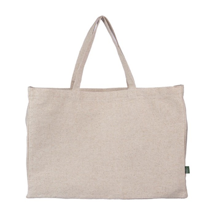 Bolsa hecha de cáñamo color natural con asas a juego 280 g/m2 color caqui sexta vista
