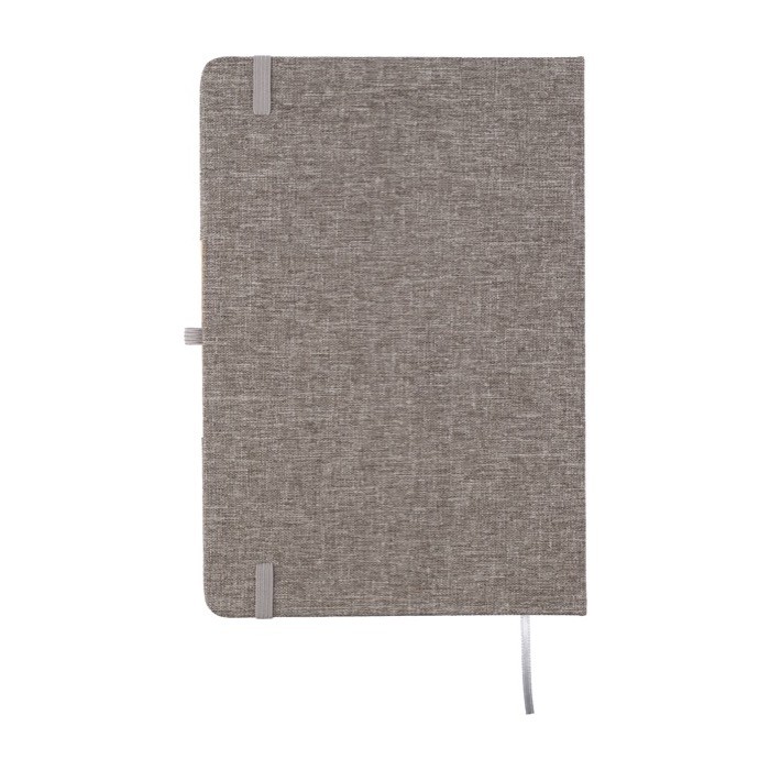 Libreta de cubierta plegable con soporte para móvil hojas a rayas A5 color gris segunda vista