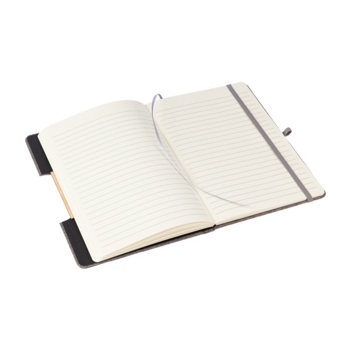 Libreta de cubierta plegable con soporte para móvil hojas a rayas A5 color gris sexta vista