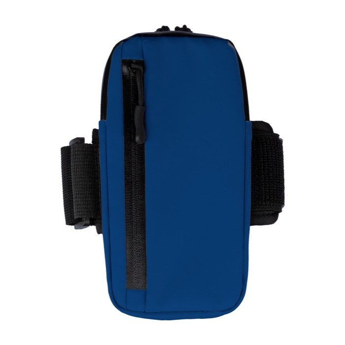 Brazalete deportivo con bolsa con compartimientos impermeables color azul ultramarino tercera vista Brazalete deportivo con bolsa con compartimientos impermeables color azul ultramarino tercera vista