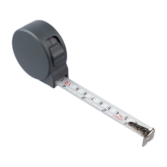 Cinta métrica personalizada de ABS reciclado con opción de marcaje 3M color gris sexta vista Cinta métrica personalizada de ABS reciclado con opción de marcaje 3M color gris sexta vista