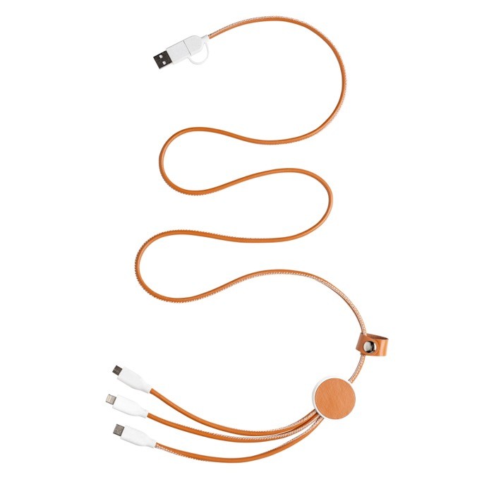 Cable de carga vintage 6 en 1 de cuero sintético y ABS reciclado vista 1