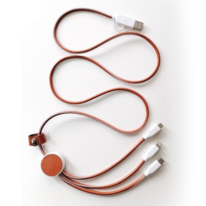 Cable de carga vintage 6 en 1 de cuero sintético y ABS reciclado vista 1