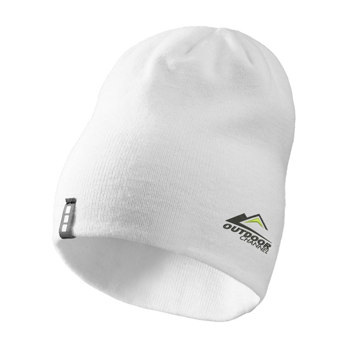 Gorro de punto elástico acanalado de doble capa Elevate Life color blanco