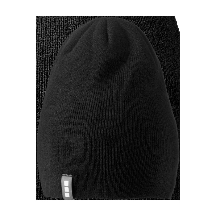 Gorro de punto elástico acanalado de doble capa Elevate Life color negro segunda vista trasera