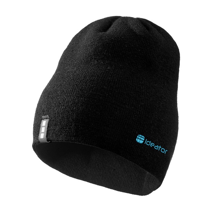 Gorro de punto elástico acanalado de doble capa Elevate Life color negro