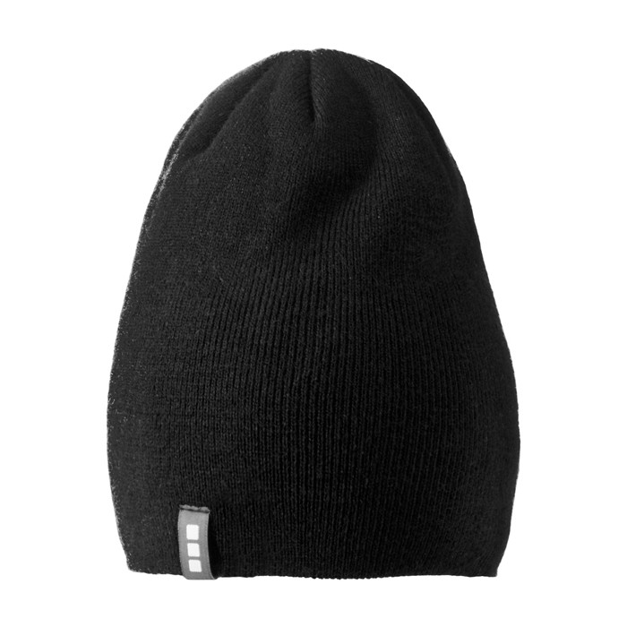 Gorro de punto elástico acanalado de doble capa Elevate Life color negro vista frontal