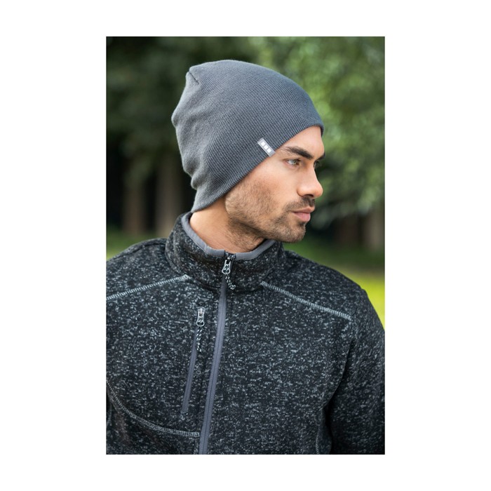 Gorro de punto elástico acanalado de doble capa Elevate Life color negro imagen de estilo de vida