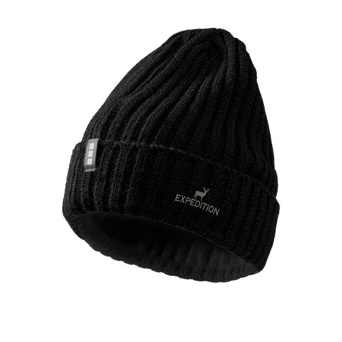 Gorro de punto acanalado elástico y flexible Elevate Life color negro