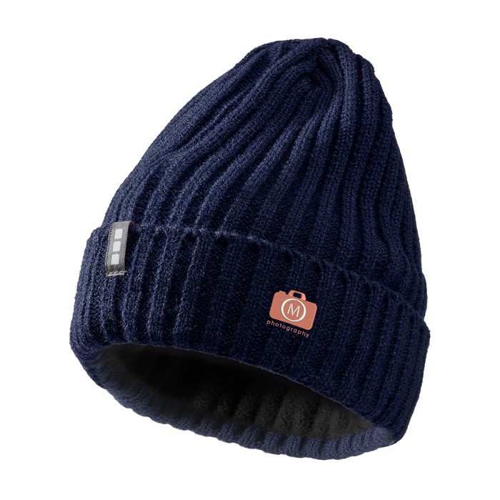 Gorro de punto acanalado elástico y flexible Elevate Life color azul marino