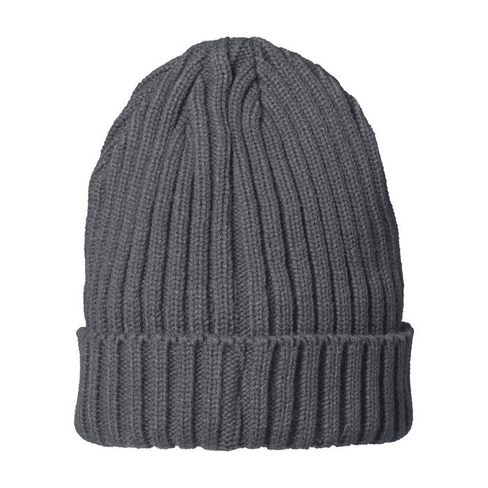 Gorro de punto acanalado elástico y flexible Elevate Life color gris topo segunda vista trasera