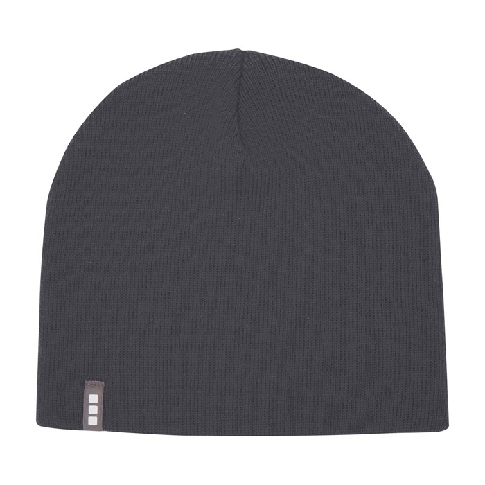 Gorro versátil de punto canalé ideal para climas fríos Elevate™ color gris oscuro segunda vista frontal