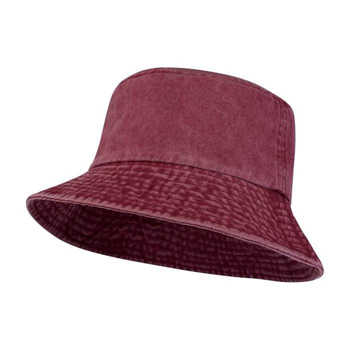 Sombrero tipo bob de algodón lavado con diseño atemporal 245 g/m2 color burdeos