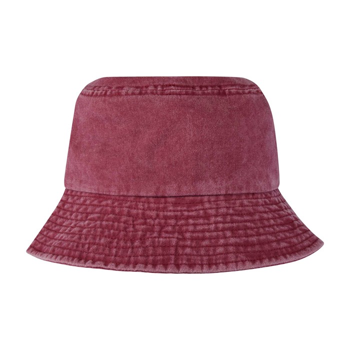 Sombrero tipo bob de algodón lavado con diseño atemporal 245 g/m2 color burdeos segunda vista trasera