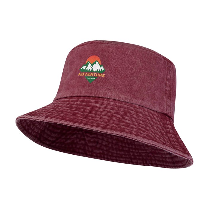 Sombrero tipo bob de algodón lavado con diseño atemporal 245 g/m2 color burdeos