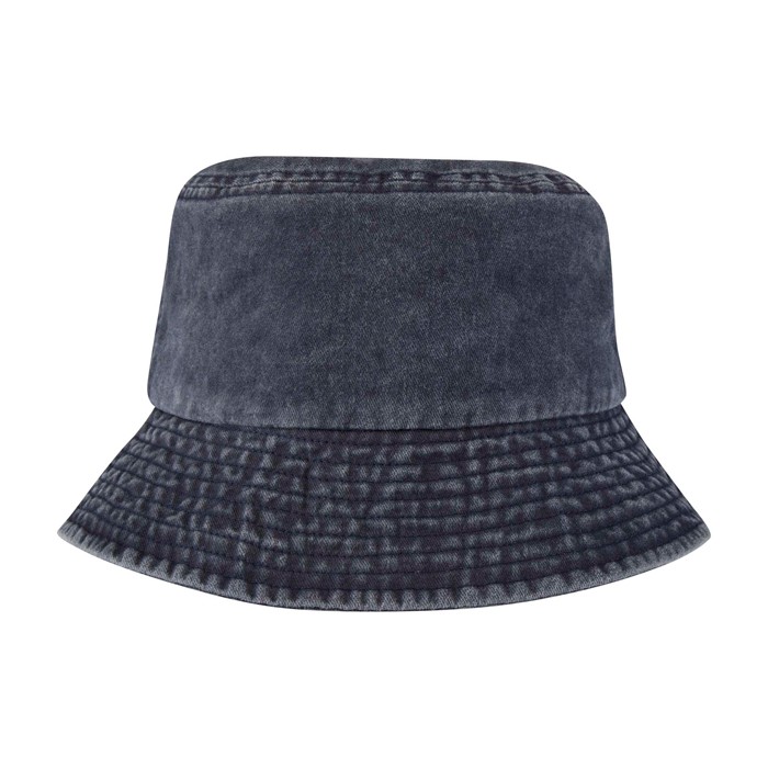 Sombrero tipo bob de algodón lavado con diseño atemporal 245 g/m2 color azul marino segunda vista trasera