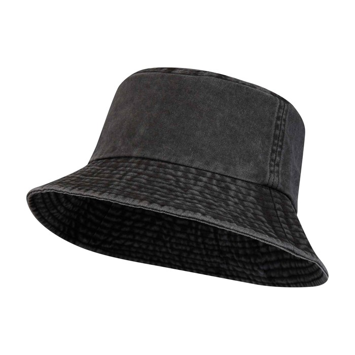 Sombrero tipo bob de algodón lavado con diseño atemporal 245 g/m2 color negro