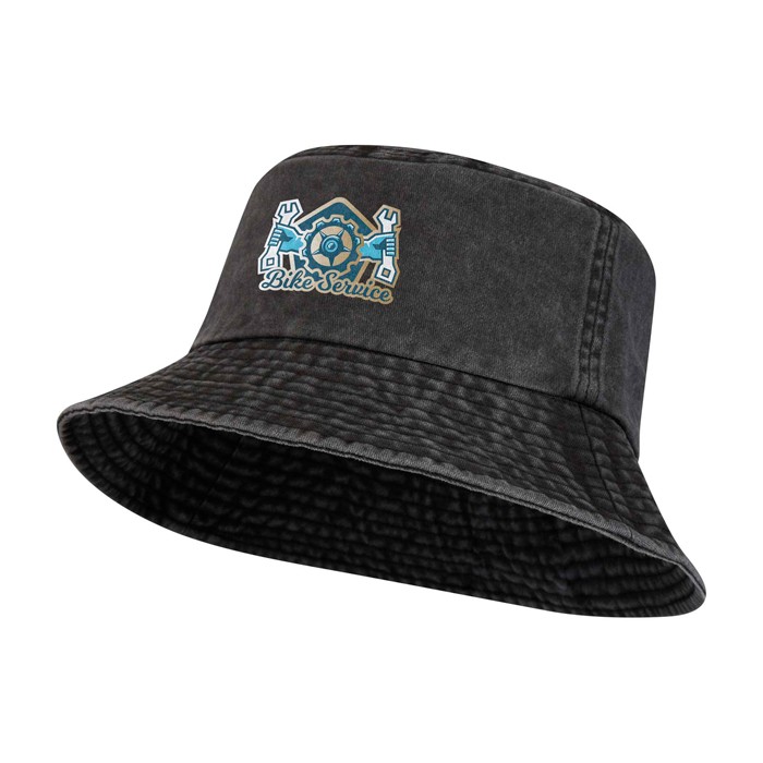 Sombrero tipo bob de algodón lavado con diseño atemporal 245 g/m2 color negro